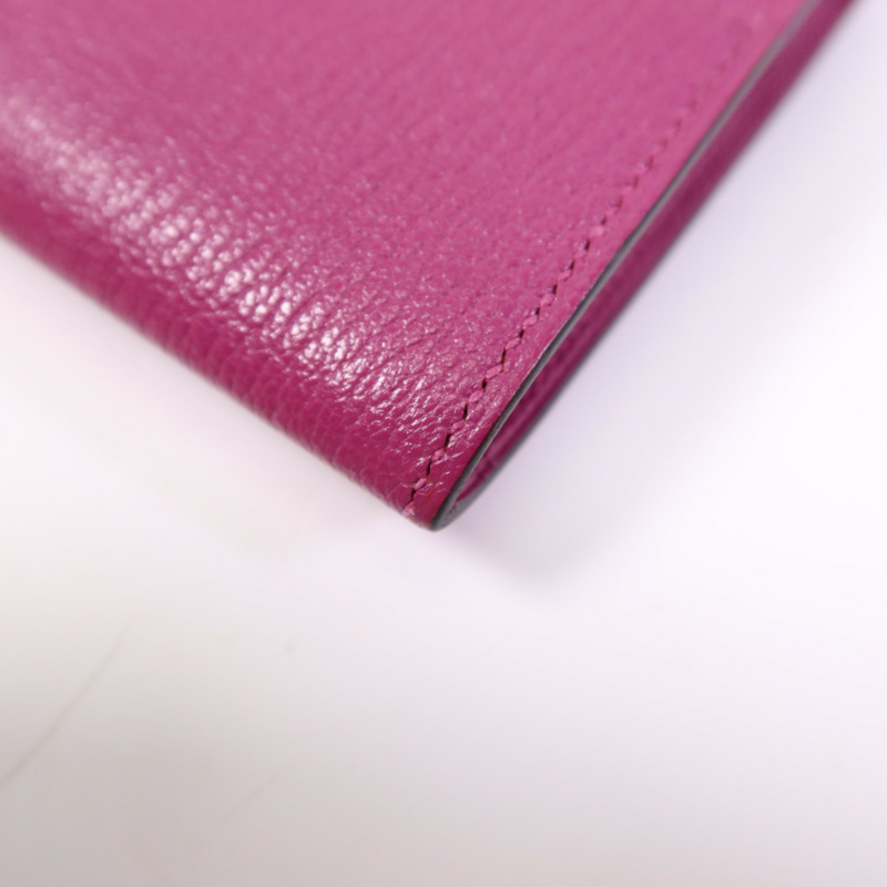 HERMES Chevre皮革Cinhetic To Go Wallet銀扣肩背袋Anemone-8