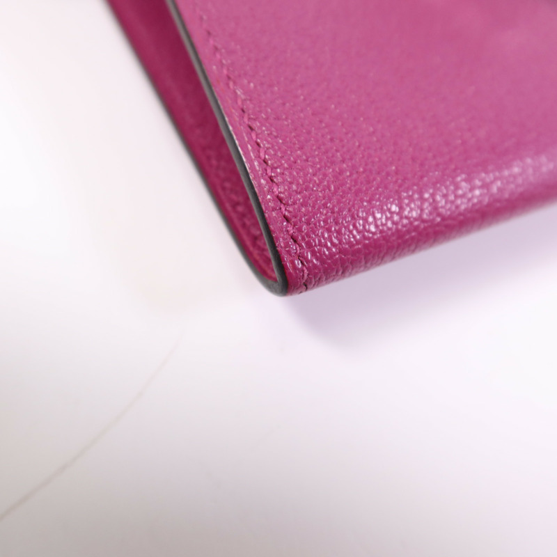 HERMES Chevre皮革Cinhetic To Go Wallet銀扣肩背袋Anemone-9