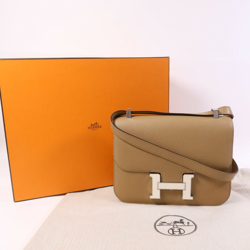 HERMES Epsom皮革Constance 24銀扣肩背袋Chai-8