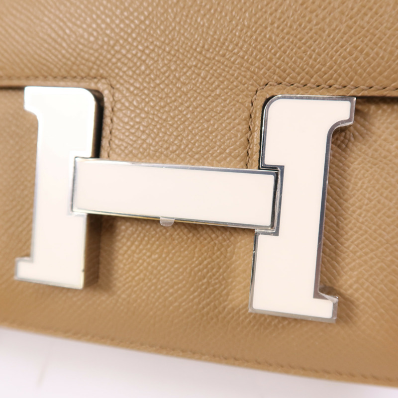HERMES Epsom皮革Constance 24銀扣肩背袋Chai-13