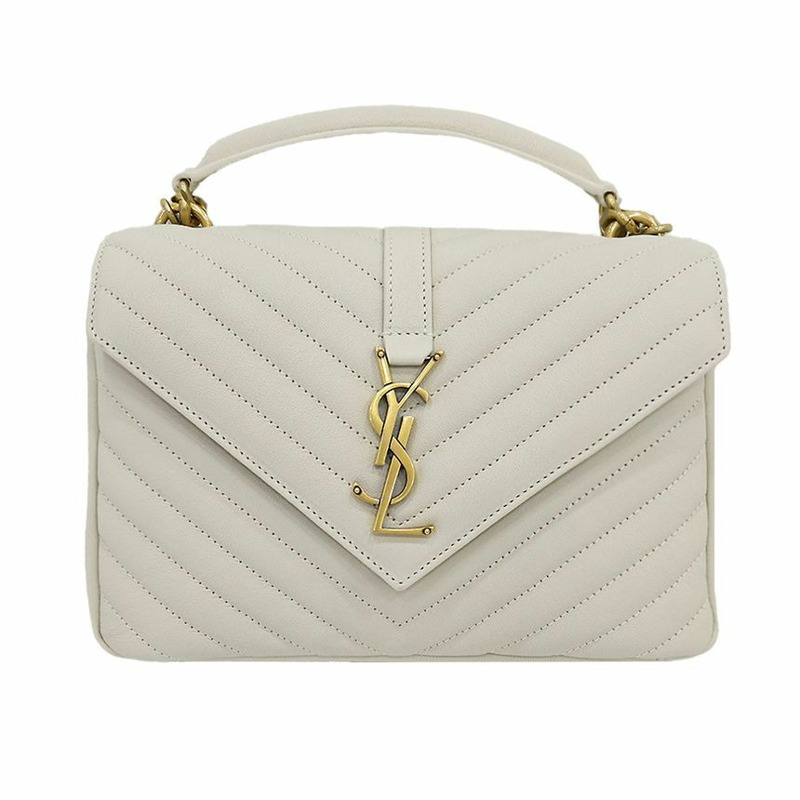 SAINT LAURENT 學院風絎縫中型單肩包 復古款 600279 BRM07 9207-0