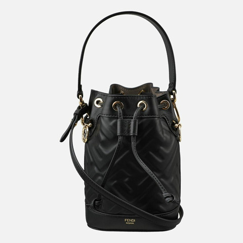 FENDI Montrezor 黑色皮革水桶包 8BS093 ANWT F0KUR