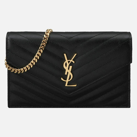 SAINT LAURENT Monogram Envelope Chain Bag 黑色 742920 BOW01 1000