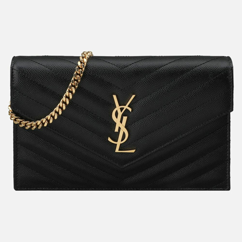 SAINT LAURENT Monogram Envelope Chain Bag 黑色 742920 BOW01 1000-0