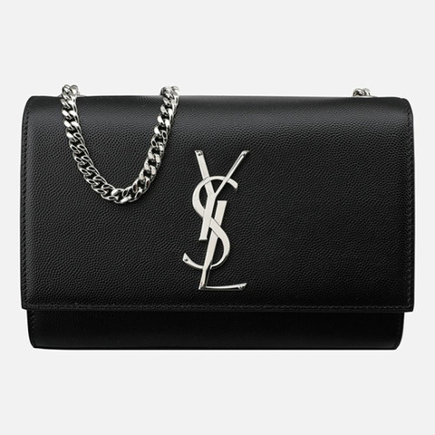 SAINT LAURENT 5F Kate 手提包 小號 銀黑 469390 BOW0N 1000