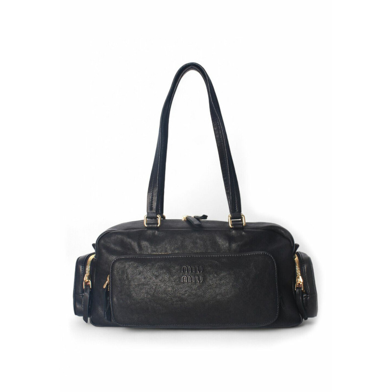MIU MIU 黑色水洗納帕皮革口袋包 5BB175 2CV4 F0002-0