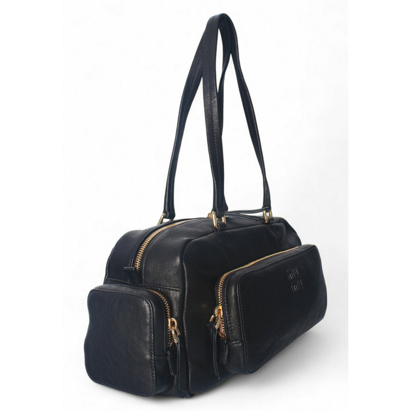 MIU MIU 黑色水洗納帕皮革口袋包 5BB175 2CV4 F0002-2