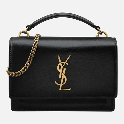 SAINT LAURENT 5F Sunset 包包鏈條斜背包金色黑色 533026 D422W 1000