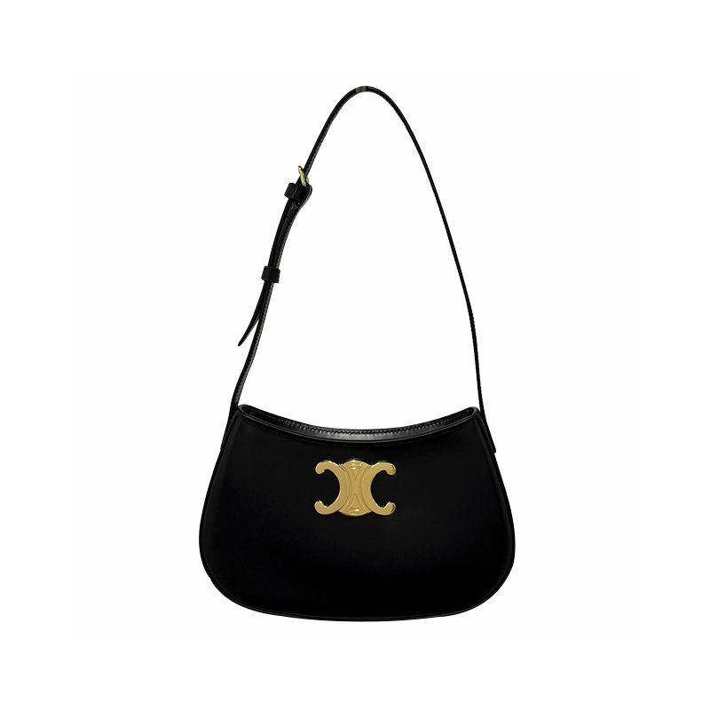 CELINE Triomphe 小牛皮 Tilly 中號包 黑色 金色 115703BF4 38NO-0