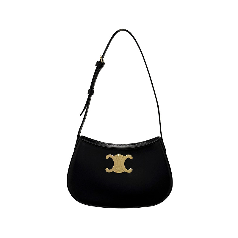 CELINE Triomphe 小牛皮 Tilly 中號包 黑色 金色 115703BF4 38NO-12