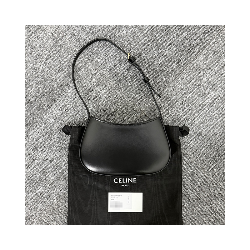 CELINE Triomphe 小牛皮 Tilly 中號包 黑色 金色 115703BF4 38NO-14