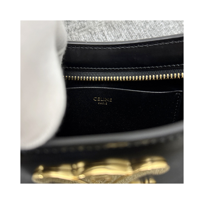 CELINE Triomphe 小牛皮 Tilly 中號包 黑色 金色 115703BF4 38NO-21
