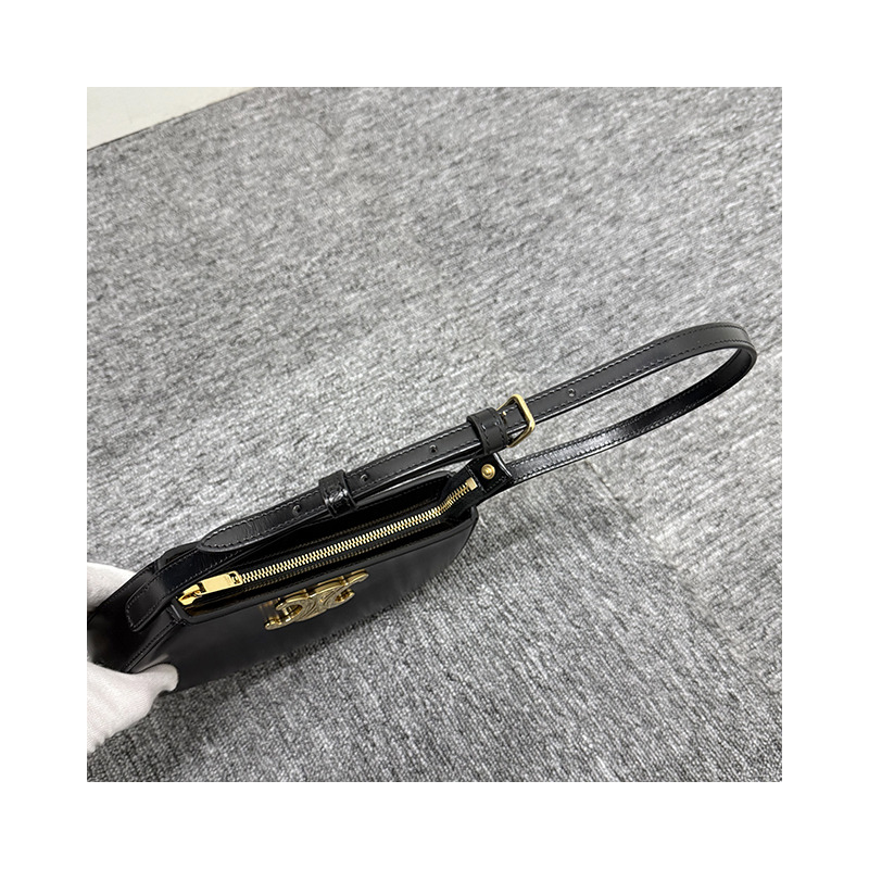 CELINE Triomphe 小牛皮 Tilly 中號包 黑色 金色 115703BF4 38NO-23