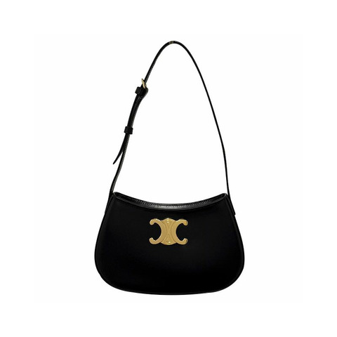 CELINE Triomphe 小牛皮 Tilly 中號包 黑色 金色 115703BF4 38NO