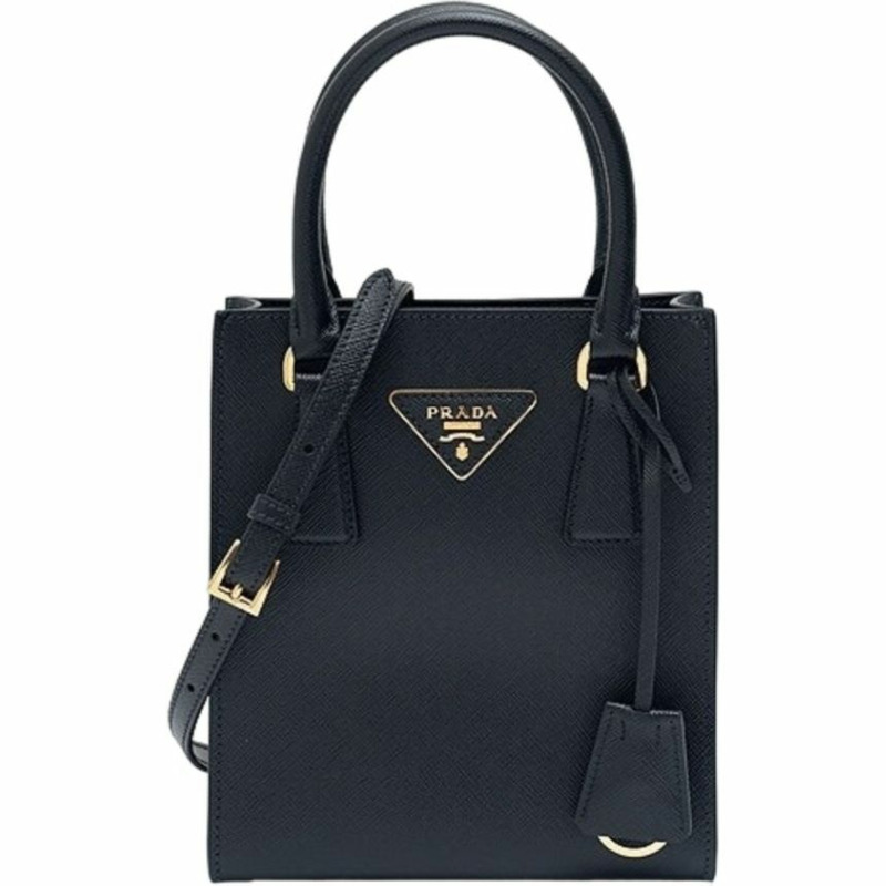 PRADA 三角形Logo Saffiano黑色手提袋 產品編號:1BA358 NZV F0002-1