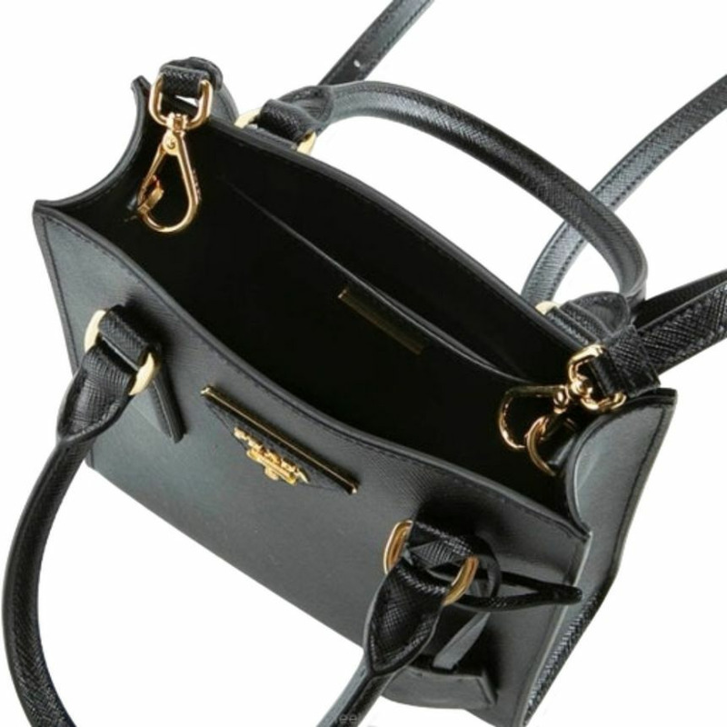 PRADA 三角形Logo Saffiano黑色手提袋 產品編號:1BA358 NZV F0002-8