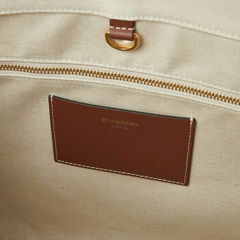 BURBERRY 8044129 LL MD POCKET DTL TOTE A1395 中型雙色帆布皮革 Freya-8