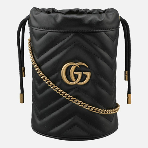 GUCCI 5F GG Marmont 迷你水桶包 黑色 575163 DTDRT 1000