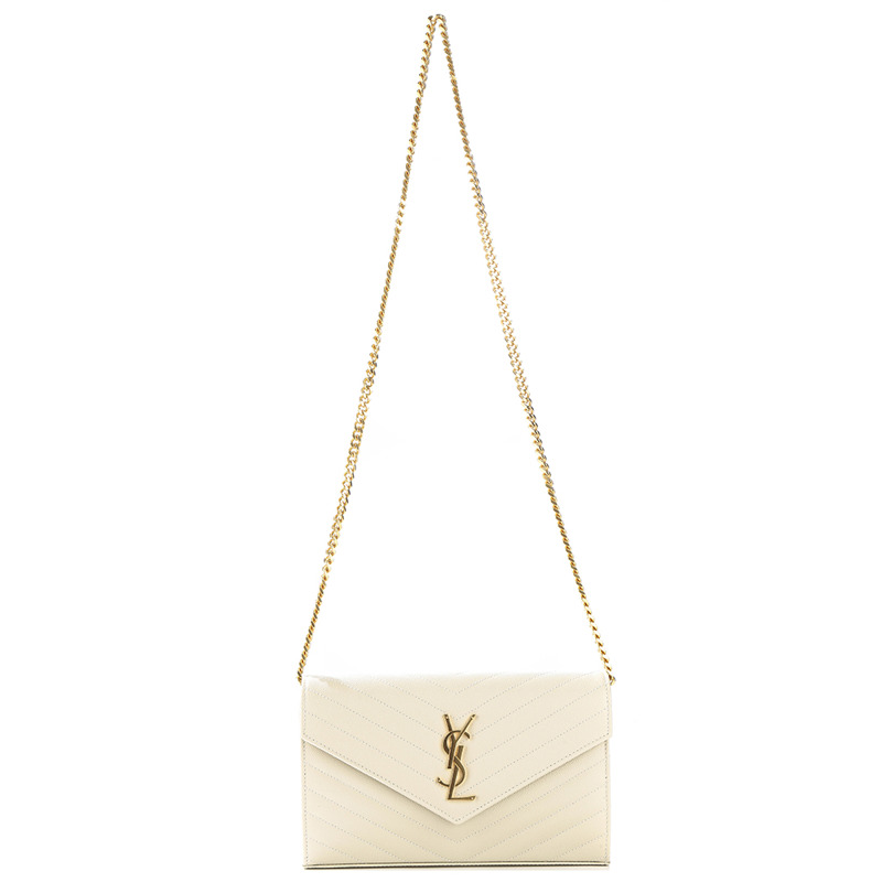 SAINT LAURENT 25FW 女士金色字母組合斜背包,印記:377828 BOW01 9207-7