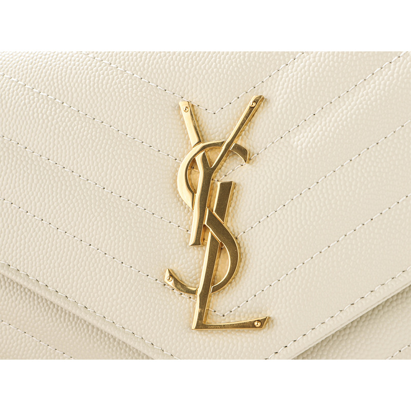 SAINT LAURENT 25FW 女士金色字母組合斜背包,印記:377828 BOW01 9207-11