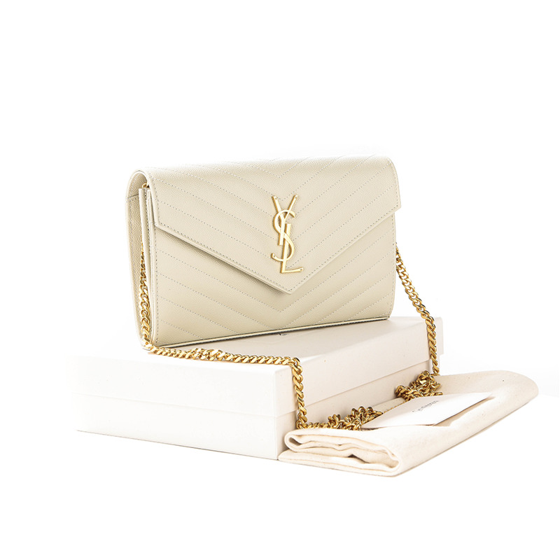 SAINT LAURENT 25FW 女士金色字母組合斜背包,印記:377828 BOW01 9207-15