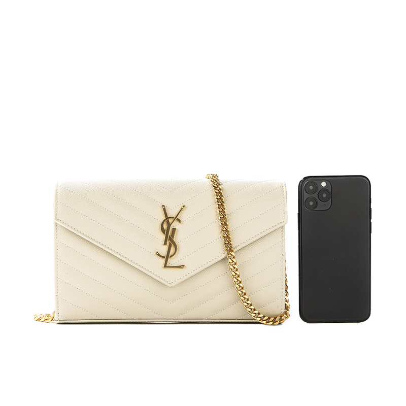 SAINT LAURENT 25FW 女士金色字母組合斜背包,印記:377828 BOW01 9207-17