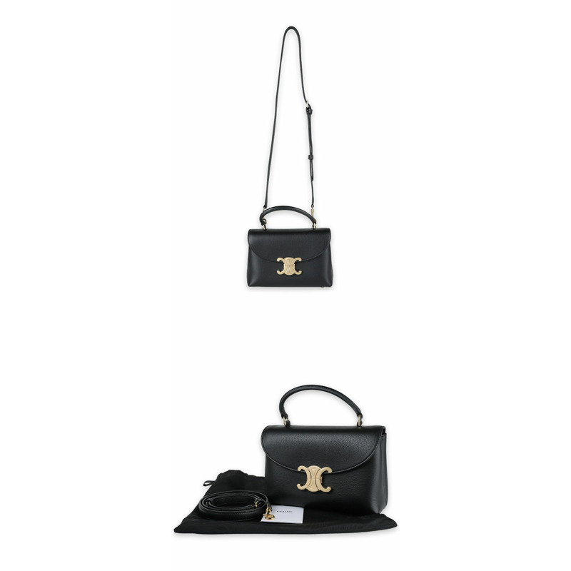 CELINE 女士 Suppl Grain 小牛皮 Tin Nino 手提包（黑色）118113FXK 38NO-5