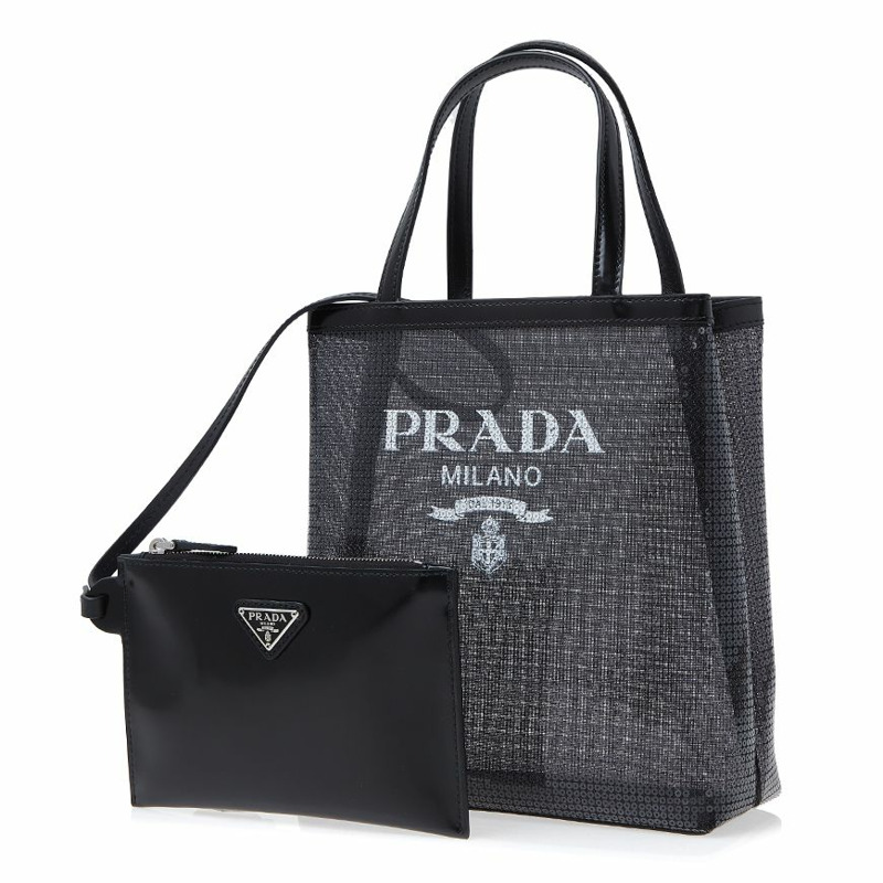 PRADA 女士小號亮片網眼手提包 1BG417 2D0A F0002 (OOO)-1