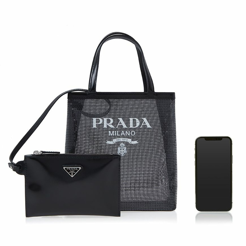 PRADA 女士小號亮片網眼手提包 1BG417 2D0A F0002 (OOO)-5