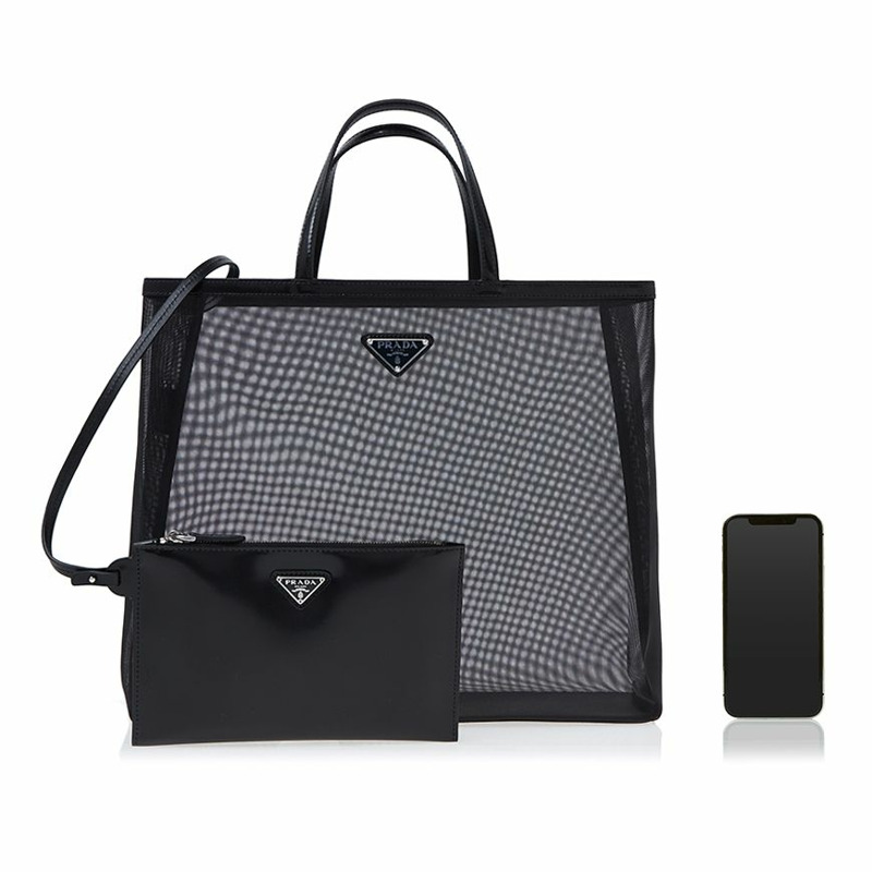 PRADA 女士波點網眼手提包 1BG416 2DZ8 F0002 (OOO)-5
