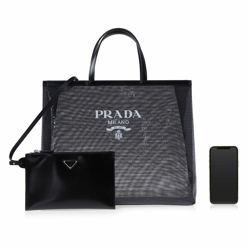 PRADA 女士亮片網眼手提包 1BG416 2D0A F0002 (OOO)-5