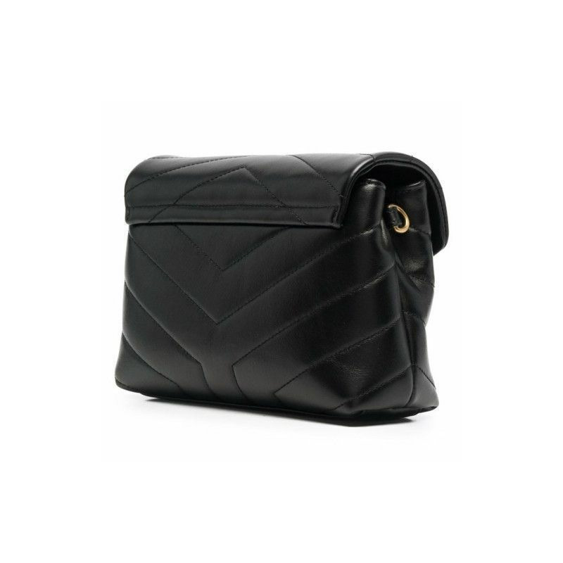 SAINT LAURENT Toy Lulu 迷你斜背包 黑色金色 678401 DV707-2