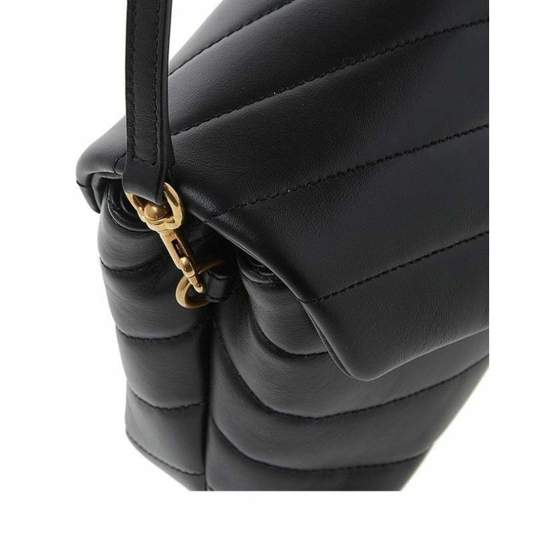 SAINT LAURENT Toy Lulu 迷你斜背包 黑色金色 678401 DV707-3