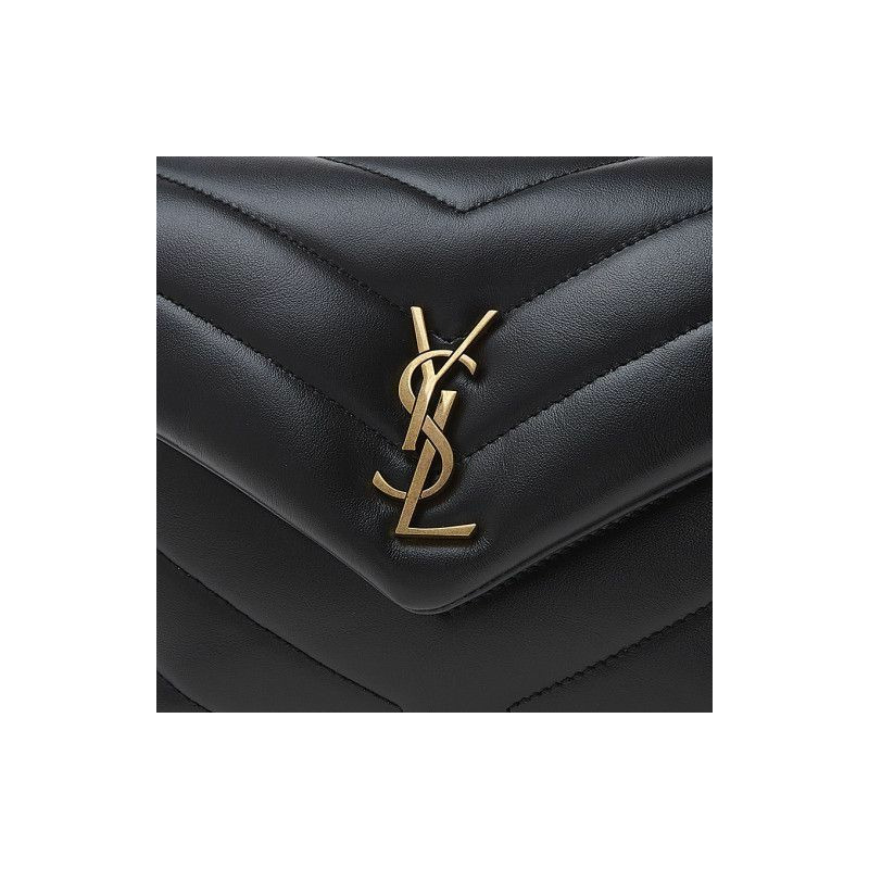 SAINT LAURENT Toy Lulu 迷你斜背包 黑色金色 678401 DV707-6
