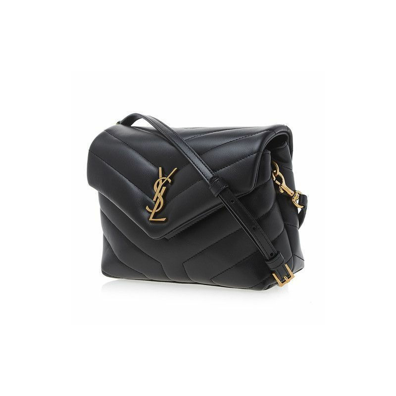 SAINT LAURENT Toy Lulu 迷你斜背包 黑色金色 678401 DV707-7