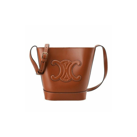 CELINE Triomphe 小號水桶包 棕褐色 印章：198243DU3