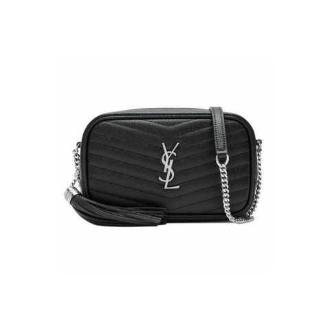 SAINT LAURENT Monogram 銀色迷你相機包 612579 1GF02