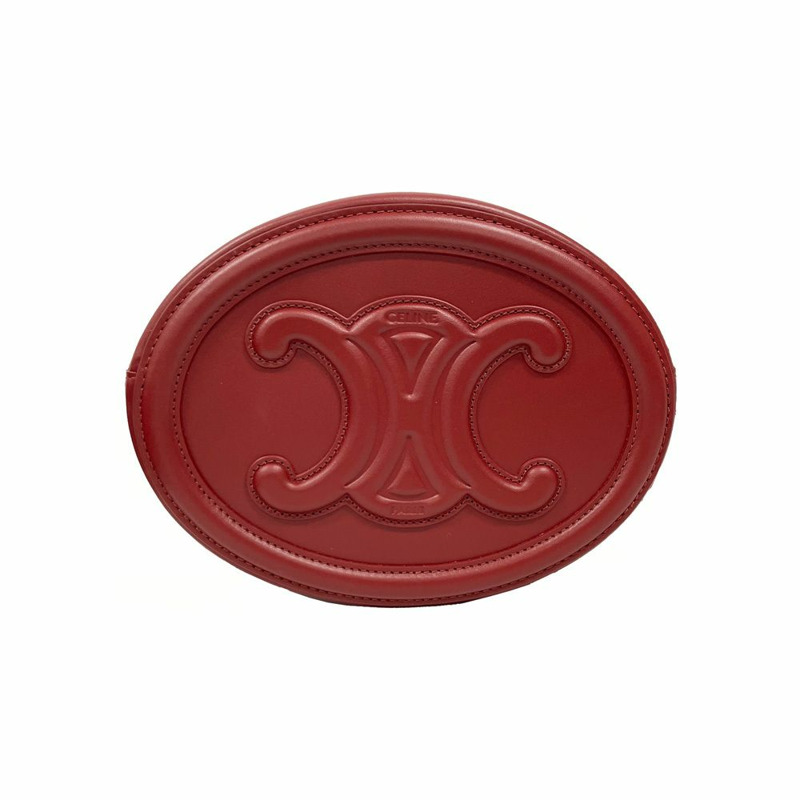 CELINE Triope Oval Pulse 斜背包 天鵝絨紅色 198603 DXC-0