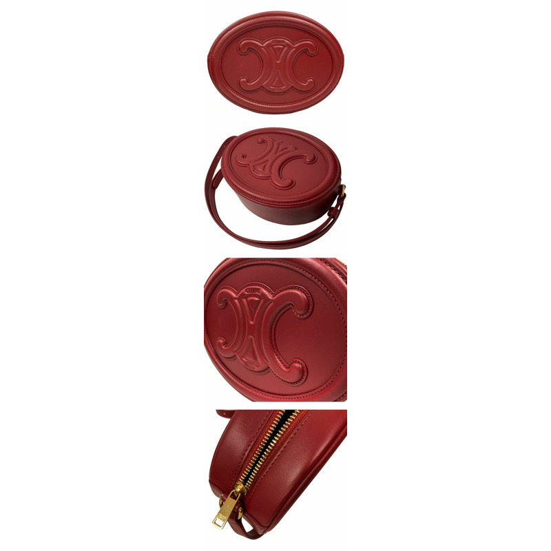 CELINE Triope Oval Pulse 斜背包 天鵝絨紅色 198603 DXC-1