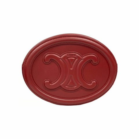CELINE Triope Oval Pulse 斜背包 天鵝絨紅色 198603 DXC