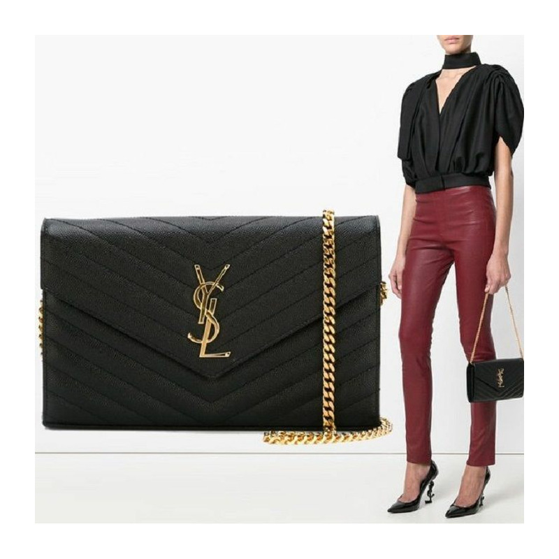 SAINT LAURENT Monogram 鏈條離合器 377828 BOW01-0