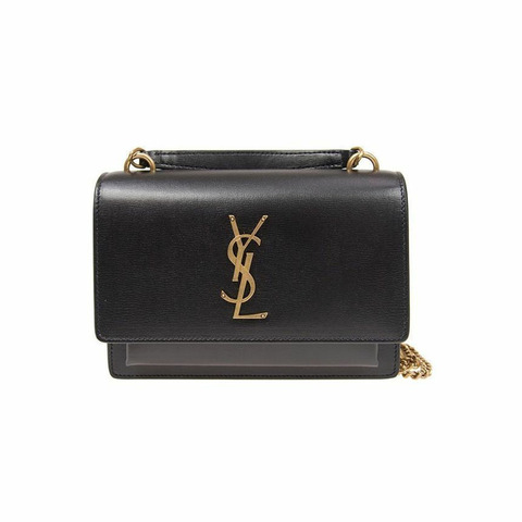 SAINT LAURENT 金色日落鏈條單肩包 黑色 533026 D422W 1000