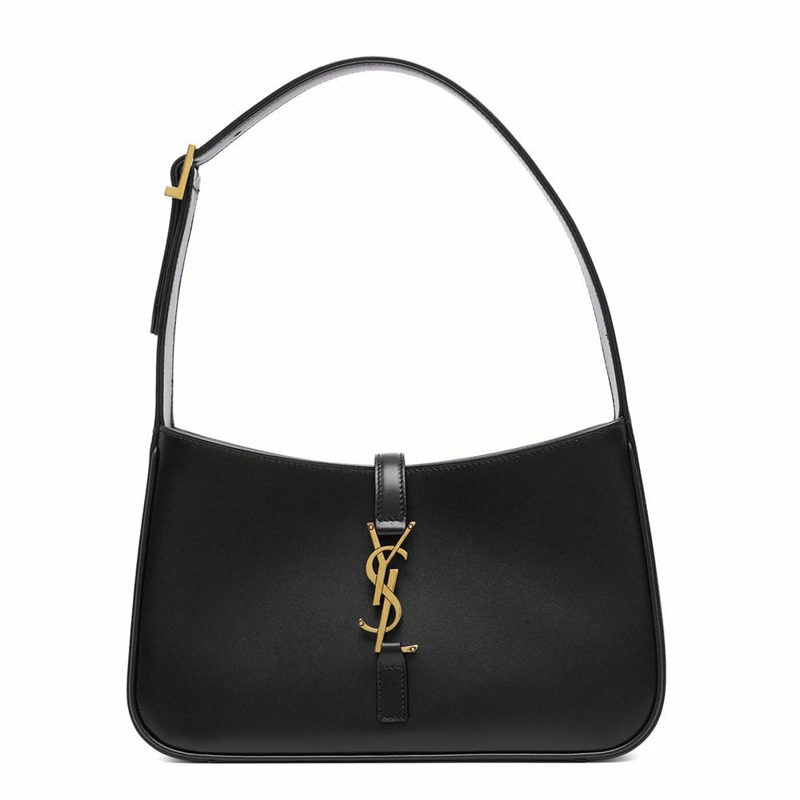 SAINT LAURENT 金色Logo斜背包 黑色 657228 2R20W 1000-0