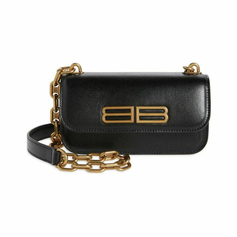 BALENCIAGA BB Logo XS 鏈條斜背包 黑色 679863 2101O 1000