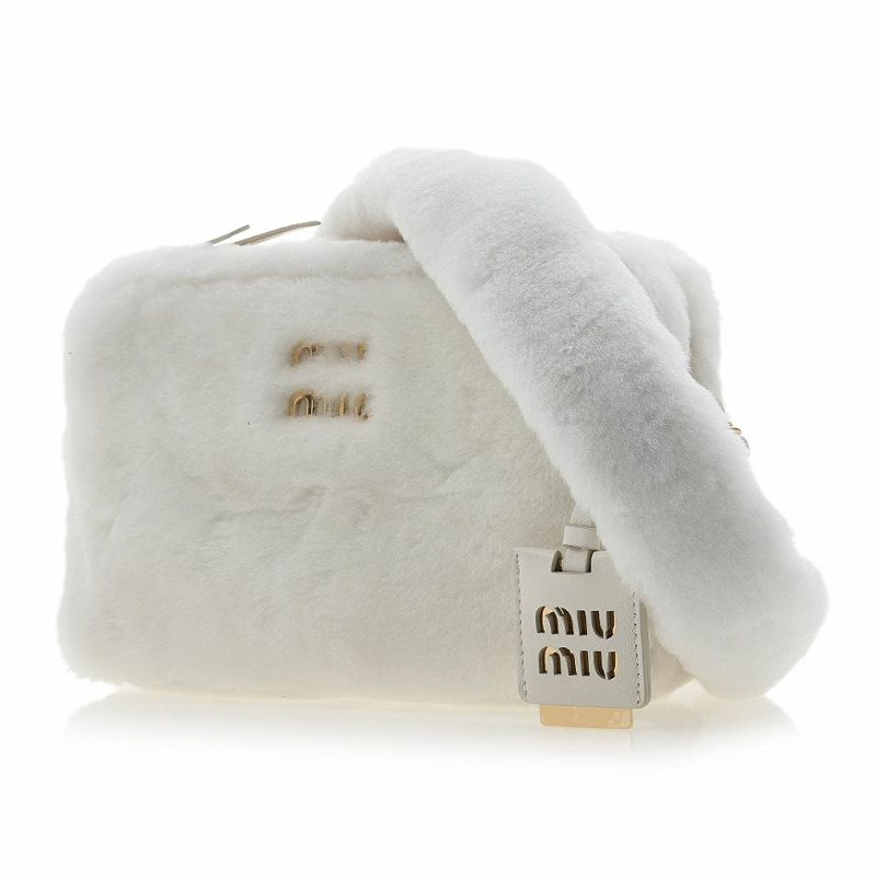 MIU MIU 女士 Logo 毛絨單肩包 5BH118 2F41 F0009 (MOM)-2
