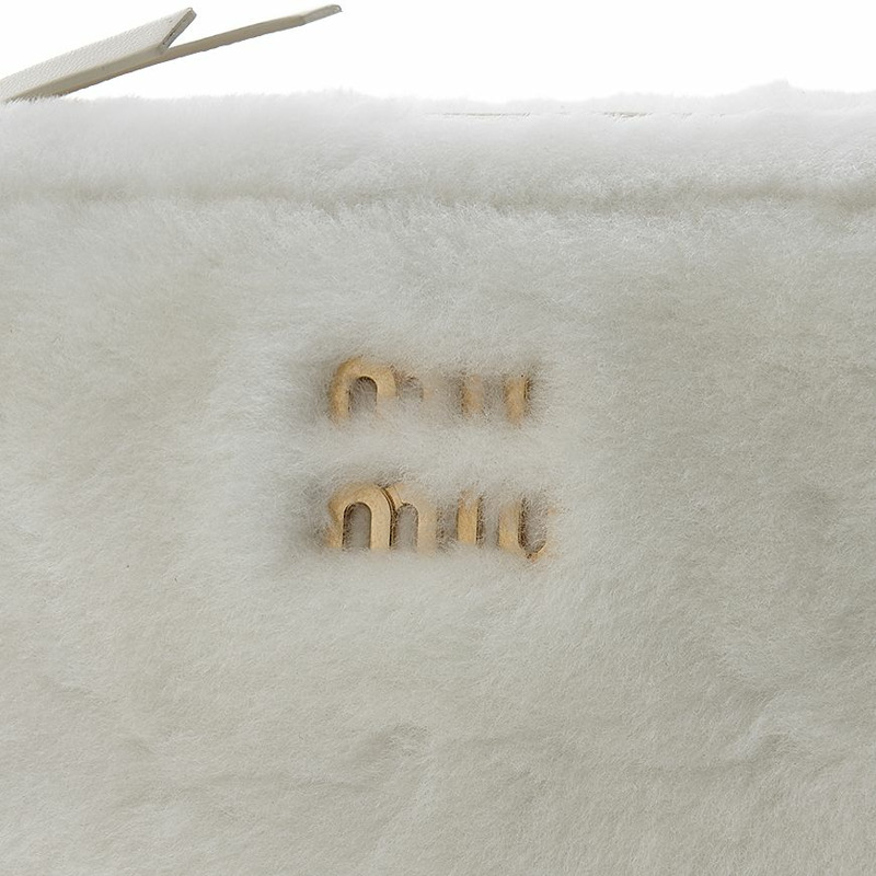 MIU MIU 女士 Logo 毛絨單肩包 5BH118 2F41 F0009 (MOM)-6