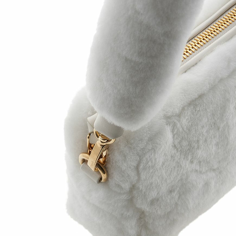 MIU MIU 女士 Logo 毛絨單肩包 5BH118 2F41 F0009 (MOM)-7