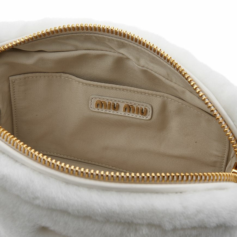 MIU MIU 女士 Logo 毛絨單肩包 5BH118 2F41 F0009 (MOM)-9