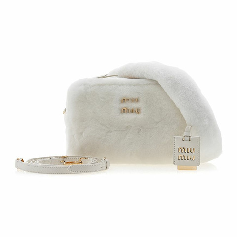 MIU MIU 女士 Logo 毛絨單肩包 5BH118 2F41 F0009 (MOM)