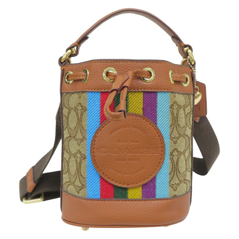 棕色 緹花帆布 Mini Dempsey Bucket Bag 兩用包【COACH 寇馳】 CC318